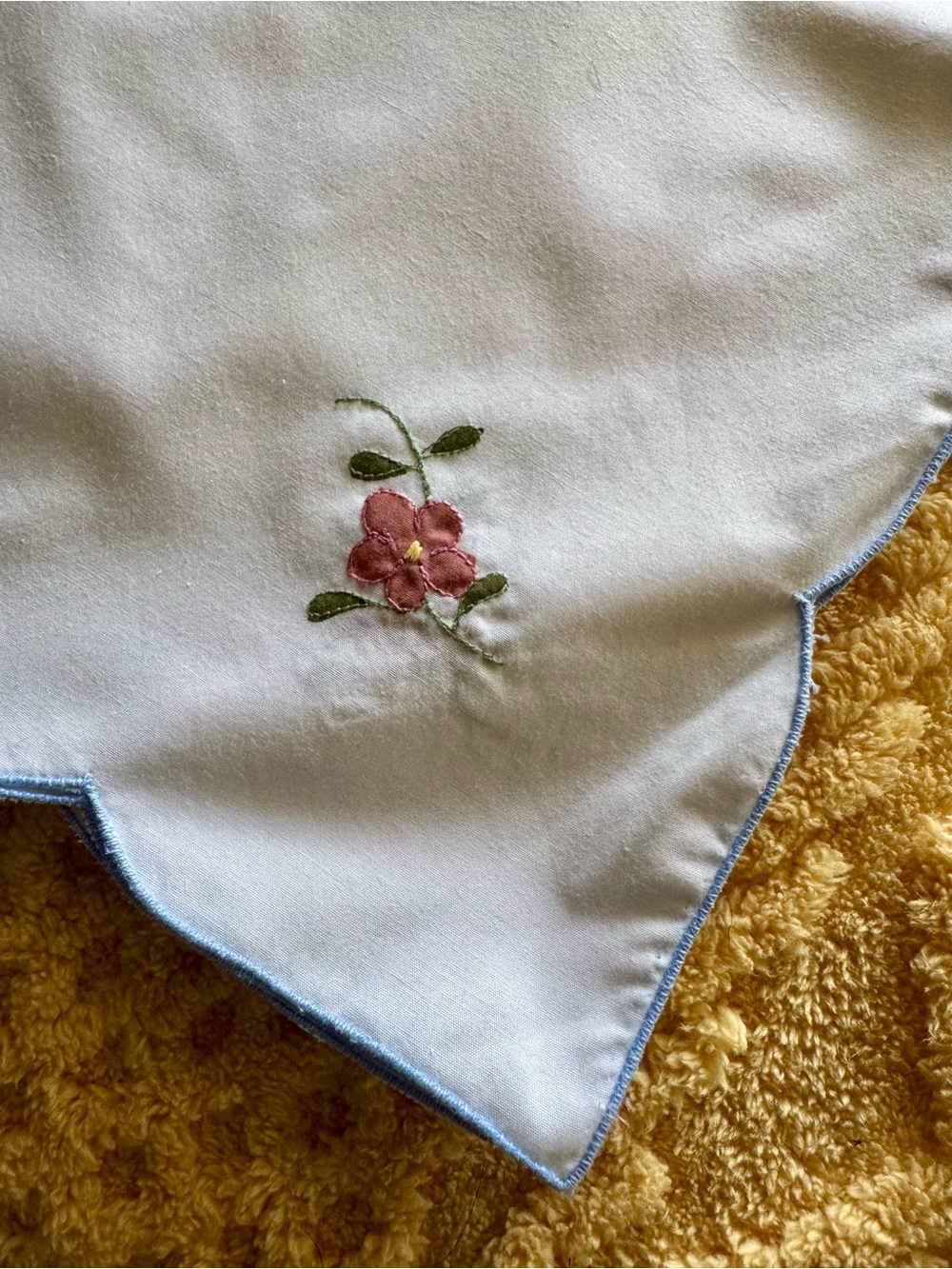 Vtg Set Of 8 Floral Embroidered White Tea Napkins 16” Sq Table Linens New